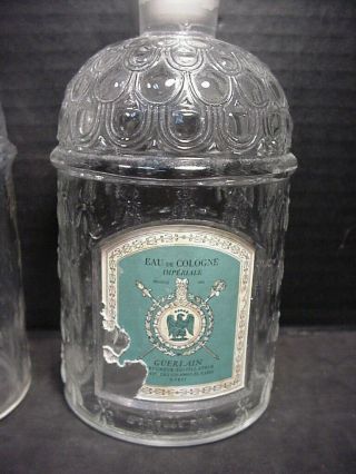 Guerlain Bee Bottles Eau de Cologne Imperiale Empty Green White Label set of 2 3