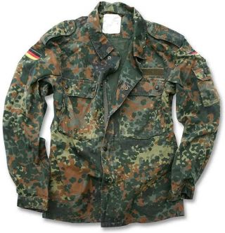 Army Military Shirt Long Sleeve Light Jacket German Camo Flecktarn
