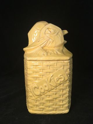 Vintage Mccoy Pottery Usa Cookie Jar Birds Ducks Basket Weave Art Deco Galletas
