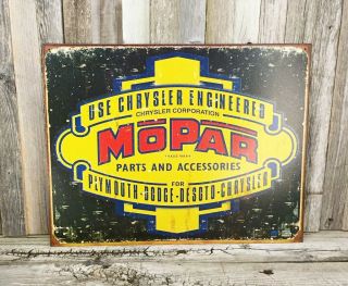Mopar Parts Accessories Metal Tin Sign Vintage Style Garage Plymouth Dodge
