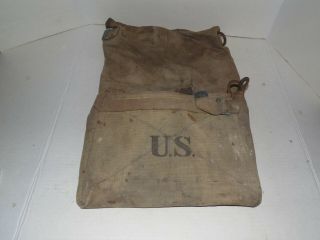 Vintage Us Military Canvas Carry Fold Top Bag With Strap