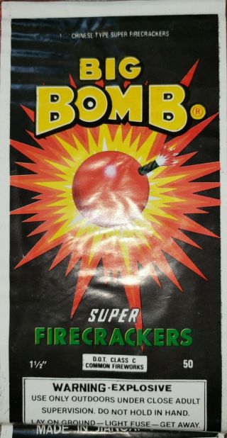 Vintage Big Bomb Brand Firecracker Label 1 1/2 X 50 