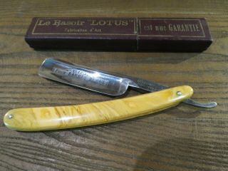 Old 7/8 French Straight Razor Lotus Fabrication D 