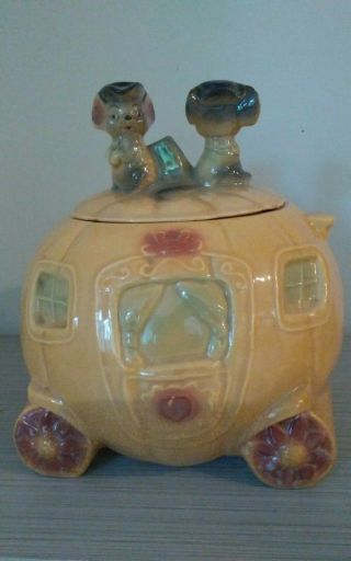 Vintage Brush Mccoy Cinderella Coach Pumpkin Cookie Jar Antique Usa