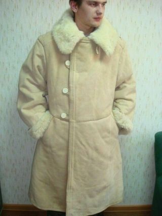 Ussr Soviet Army Winter Sheepskin Coat Tulup Bekesha Surcharge To Size 56