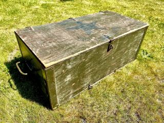 Vintage Wood Foot Locker Us Military Trunk/chest,  Double Trays