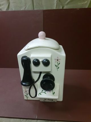 Vintage Sierra Vista Ceramic Telephone Cookie Jar With Lid 11 " Tall
