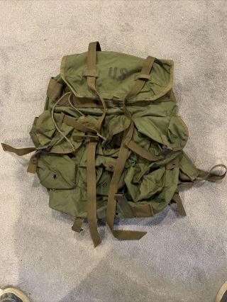 Vintage Us Military Army Combat Field Pack Large Rucksack Backpack Bag Green