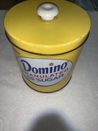 Crystal Domino Pure Cane Sugar Vintage Collector Canister Tin 6” X 8”