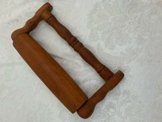 Vintage Pennsylvania Dutch Style Rolling Pin With Handle Signed Handmade