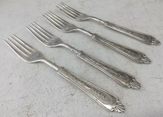 4 Dinner Forks Lb12 Lb 12 Silverplate Silver Plate Lbl Italy 268264 Embossed Fan
