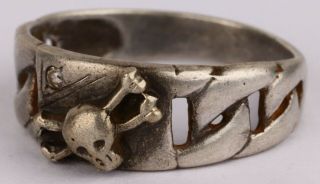 Ring Skull Sterling Silver 925 Brutal Style Unisex Woman Man Jewelry Size 7 1/2