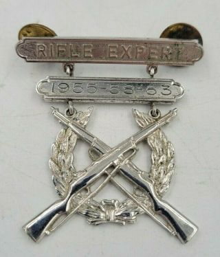 Usmc United States Marine Corps Sterling Silver Rifle Expert Badge 1955 - 58 - 63