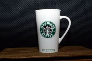 Starbucks 2006 Mug Tall Latte Grande White Coffee Cup W/green Mermaid Logo 16oz