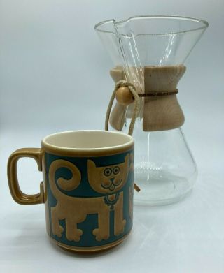 Vintage Mcm Hornsea England Cute Kitty Cat Coffee Mug