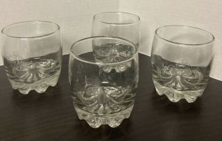 Crown Royal Whiskey Glass Set Of 4 Low Ball Rocks 8 Point Round Bottom