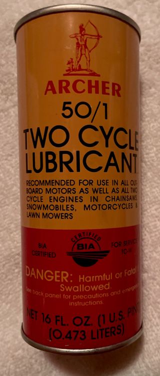 Vintage Archer 16 Oz 50/1 2 - Cycle Lubricant Oil.  Full
