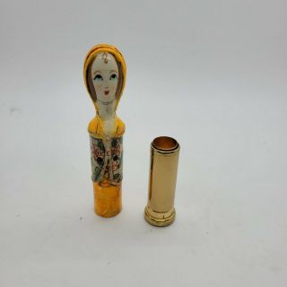 Vintage Gemma Taccogna Unsigned Papier - MÂchÉ Mexico Lipstick Tube Doll Lady
