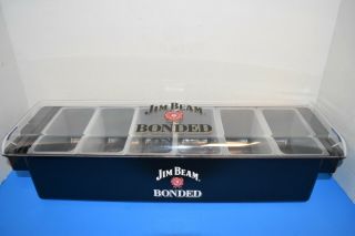 Jim Beam Bonded Bar Cocktail Garnish Tray Condiment Holder Caddy Server Unique