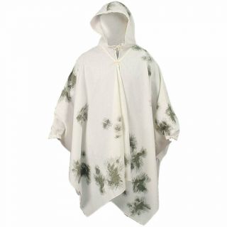 German Army White Camouflage Poncho Hooded Cape Winter Camo