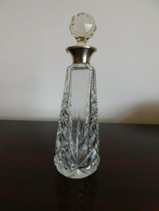 Vintage Cut Glass Scent Bottle With Silver Collar Dated W&c London 1924