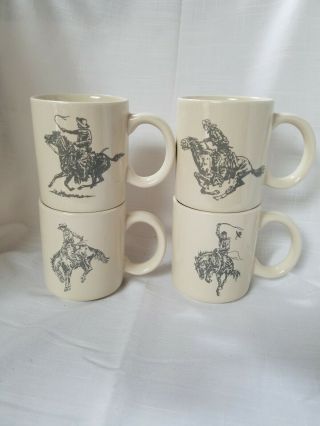 Vintage Marlboro Man Cowboy - Rodeo - Wild West Coffee Mugs Set Of 4 12oz