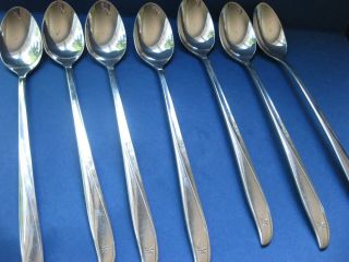 8 Oneida Twin Star Stainless Iced Tea Spoons Mid Century