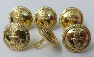 British Royal Navy Rn Officers Long Shank Buttons 23mm X6 Asbt72