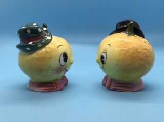Vintage PY Japan Anthropomorphic Lemon Boys Salt and Pepper Shakers 2