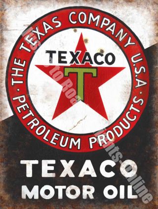 Texaco Motor Oil,  152 Old Vintage Garage Advertising Fuel,  Large Metal Tin Sign