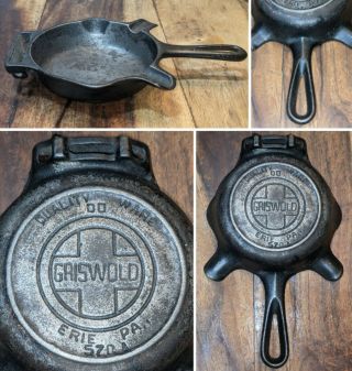 Griswold Cast Iron Skillet 00 Ash Tray W/ Match Holder 570 - A Block Logo Erie Pa
