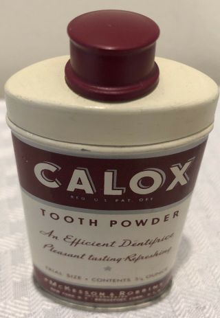 Vintage Tin Calox Tooth Powder Trial Size Mckesson & Robbins Co - Usa - Full