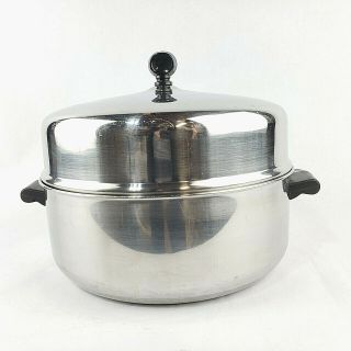 Vintage Farberware 5 Qt Stainless Steel Aluminum Clad Stock Pot Domed Lid Usa