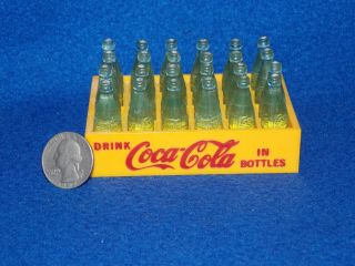 1993 Coca Cola 24 Miniature Mini Coke Bottles With Yellow Case