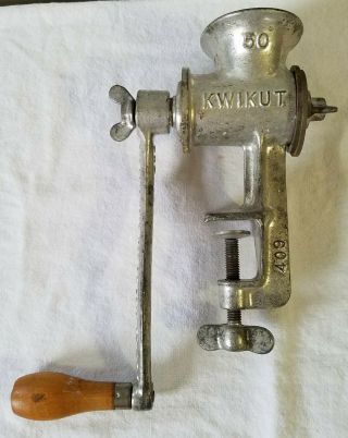 Vintage Griswold Kwikut 409 Meat Grinder With Two Attachments