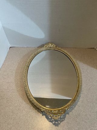 Vintage Ormolu Vanity Mirror Tray 16 “long Intricate/delicate Footed