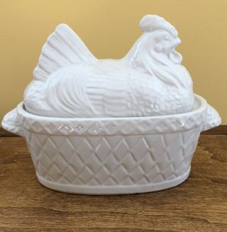 Vintage Himark Gourmet Kitchen Soup Tureen Hen On Nest White Ironstone Ladle