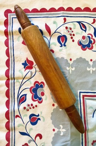Vintage Antique Munising Maple Wood Rolling Pin 1940s Spin Handles 17” Gorgeous