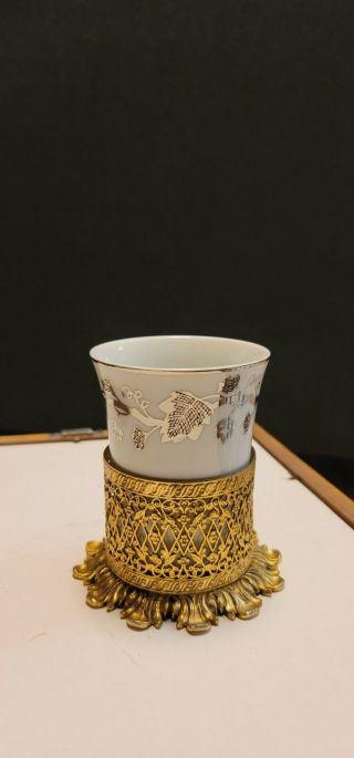 Vintage Stylebuilt Porcelain Glass And Gold,  Ormolu Holder