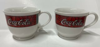 1992 Vintage Set Of 2 Coca - Cola Coffee Mugs By Gibson Stained Glass Design