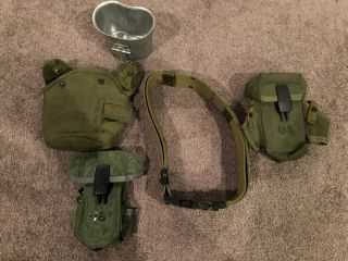 Us Military 3 - 5.  56magazine Pouches 1 Each Canteen Cover Steel Cup Pistol Belt