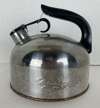 Vintage Paul Revere Ware Whistling Tea Kettle C 91 - C Stainless W/ Copper Bottom
