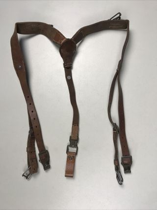 Czech Army Y - Strap Leather Suspenders Harness Military Suspenders