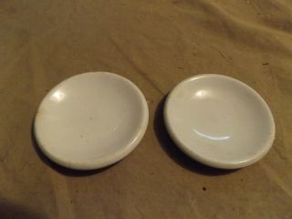 2 Antique White Ironstone China Butter Pats 2.  5 " Signed Y