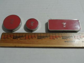 3pc Charles Of The Ritz Vintage Compact Mirror Blush,  Eye Liner Sm.  Makeup Cases