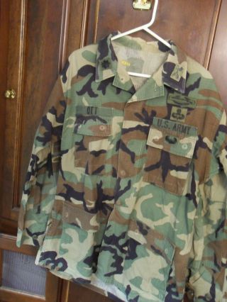 Us Army Military Camo Bdu Shirt 8415 - 01 - 390 - 8549 Med W/ Patches
