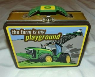 John Deere Tractor " The Farm Is My Playground " Metal Lunch Box