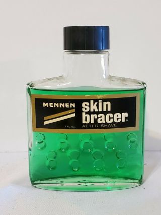 Vintage Mennen Skin Bracer 7 Oz Glass Bottle Green Menthol Iced After Shave