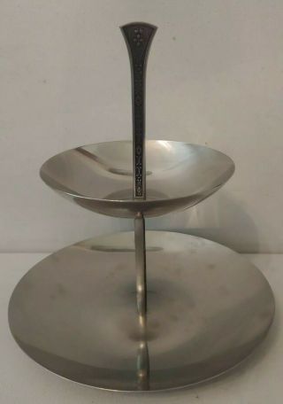 Vintage Cordova 18 - 8 Solid Stainless Steel Two Tier Serving Tray 1969