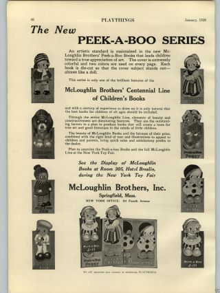 1928 Paper Ad Mcloughlin Bros Bros Peek A Boo Book Jack Jill Bess Chloe Preston